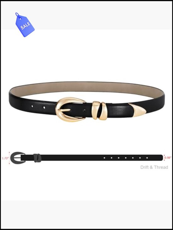 Adjustable Faux Leather Belt with Gold Buckle for Jeans and Dresses main image 4